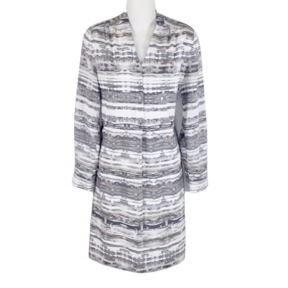 Antonio Melani White Gray Abstract Shirt Dress A1